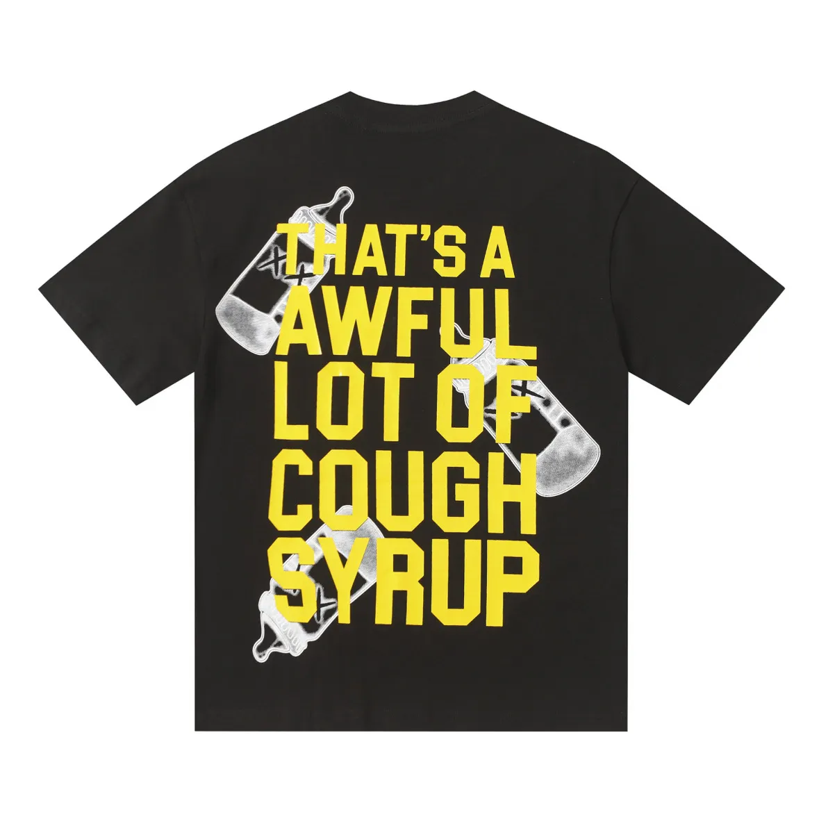 #Black/ | THAT'S A AWFUL LOT OF COUGH SYRUP In Stock Real shot American simple fashion brand loose casual T-shirt Fabric (fabric): 32 counts Weight combed double yarn pure cotton Sizes (size): S-M L X L Color (colour): Black/Chinese red